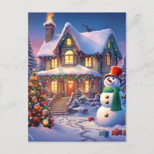 Christmas Snowy House Postcard