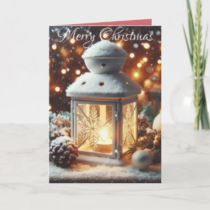 Christmas Snowy Lantern Serenity Holiday Card