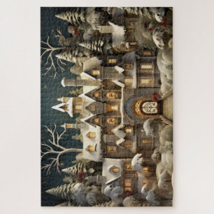 Christmas Snowy Manor Storybook Wonderland Jigsaw Puzzle