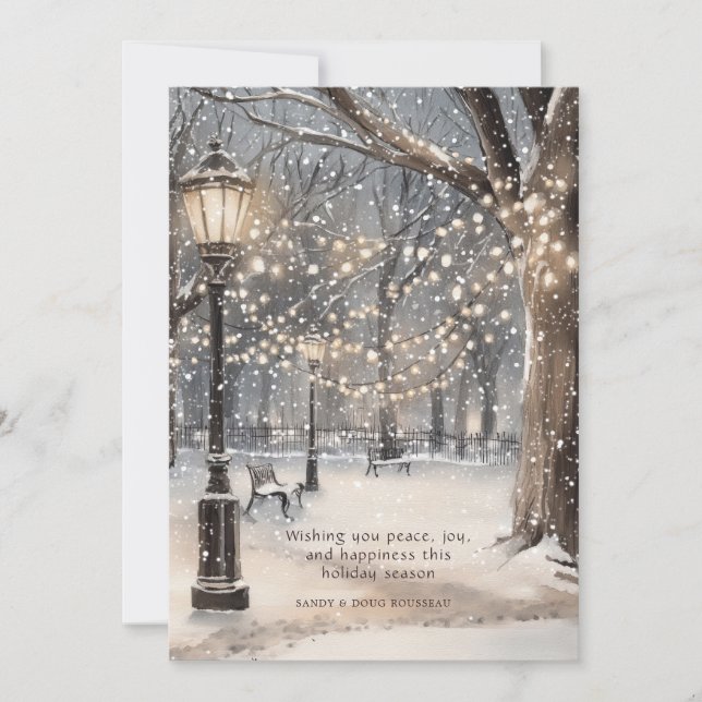 Christmas Snowy Night Holiday Card (Front)