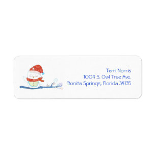 Christmas Snowy Owl Cute Holiday Address Labels