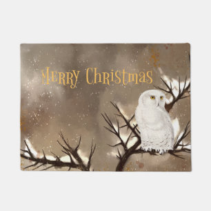 Christmas Snowy Owl  Doormat