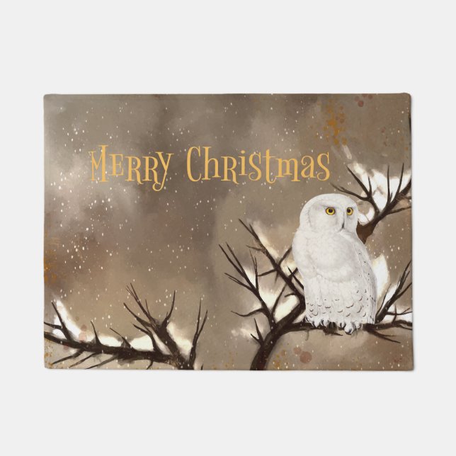 Christmas Snowy Owl  Doormat (Front)