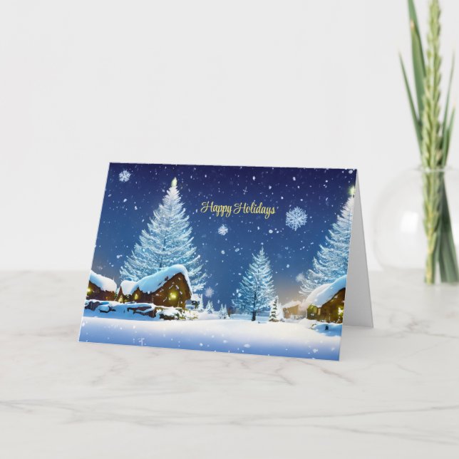 Christmas Snowy Pine Trees Snow Winter Wonderland Holiday Card (Front)