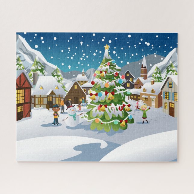 Christmas Snowy Small Town Puzzle (Horizontal)