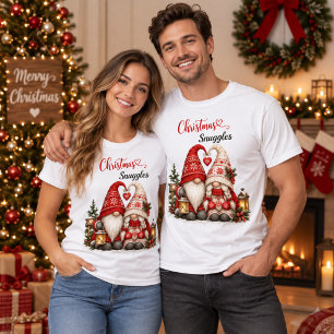 Christmas Snuggles Scandinavian Gnome Couple T-Shirt