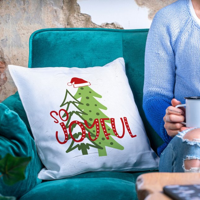 Christmas So Joyful Modern Cute Whimsical Trees Cushion (Creator Uploaded)