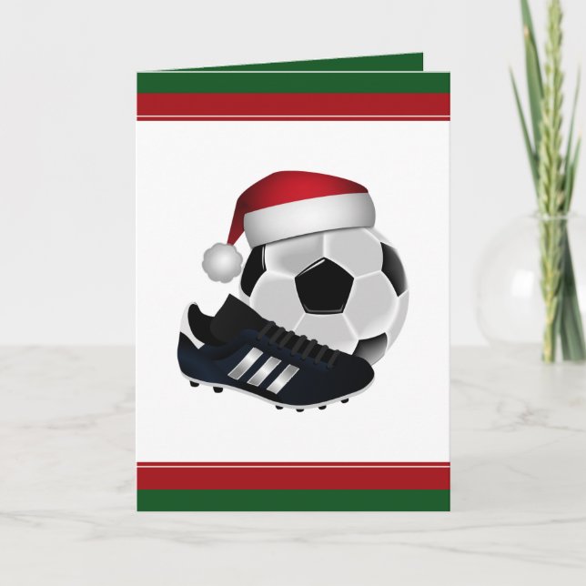 Christmas Soccer Ball and Shoe Holiday Card (Front)