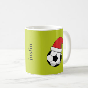 Christmas Soccer Ball, Santa Claus Hat Personalise Coffee Mug
