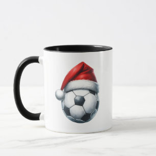 Christmas Soccer Ball Santa Hat Christmas Soccer Mug