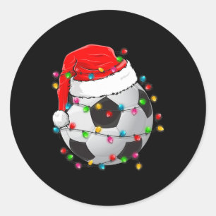 Christmas Soccer Ball Santa Hat Funny Sport Xmas B Classic Round Sticker