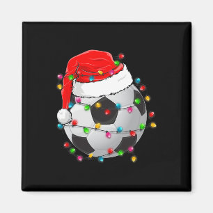 Christmas Soccer Ball Santa Hat Funny Sport Xmas B Magnet
