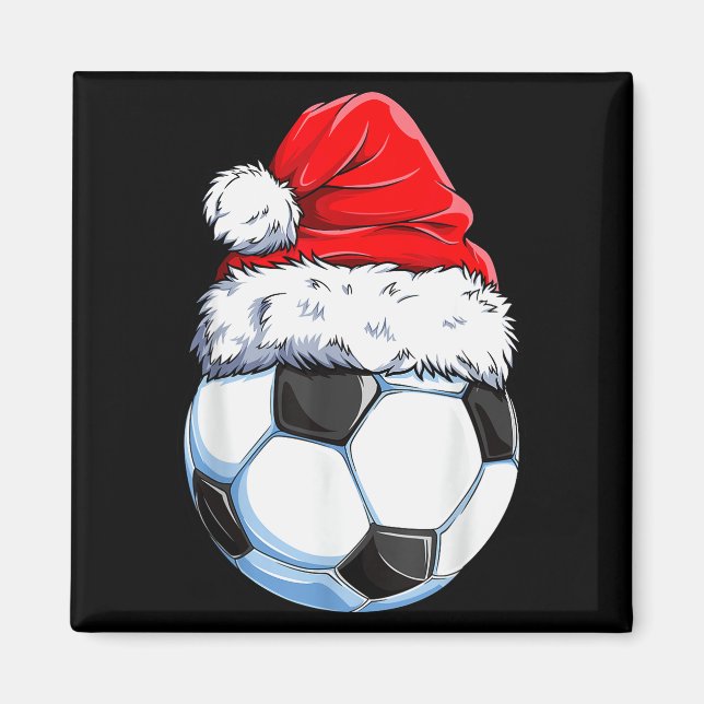Christmas Soccer Ball Santa Hat Funny Srts Xmas Bo Magnet (Front)