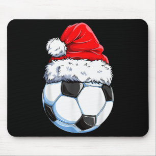 Christmas Soccer Ball Santa Hat Funny Srts Xmas Bo Mouse Pad