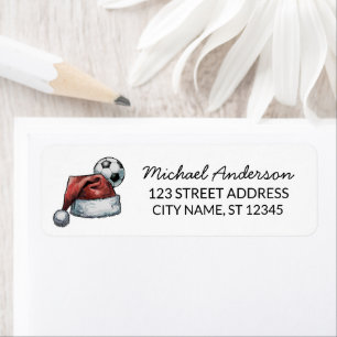 Christmas Soccer Ball Santa Return Address Label