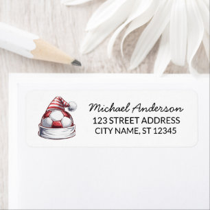 Christmas Soccer Ball Santa Return Address Label
