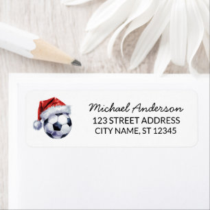 Christmas Soccer Ball Santa Return Address Return Address Label
