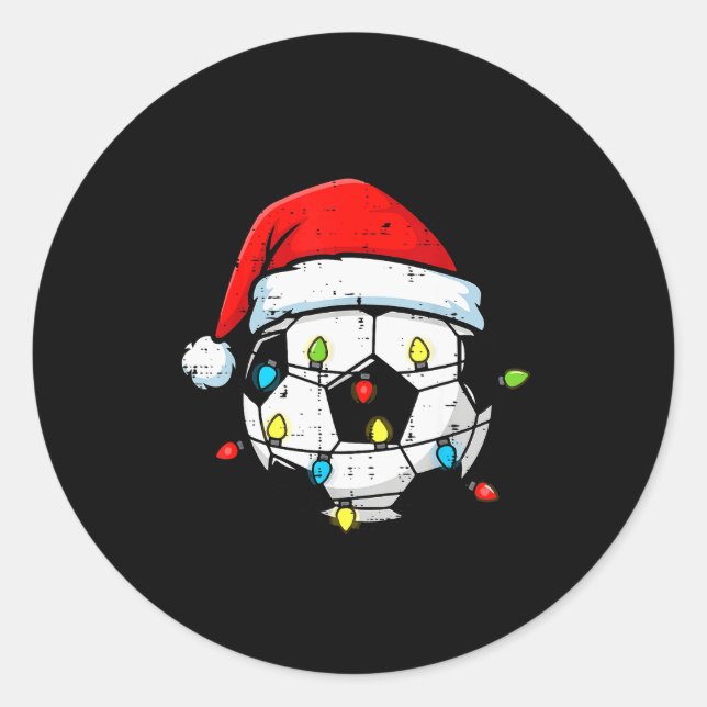 Christmas Soccer Ball Santa Xmas Football Srt Men  Classic Round Sticker (Front)