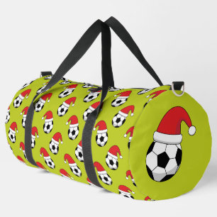 Christmas Soccer Ball With Santa Claus Hat Pattern Duffle Bag