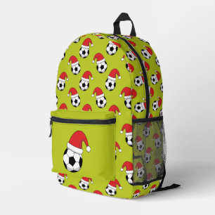 Christmas Soccer Ball With Santa Claus Hat Pattern Printed Backpack