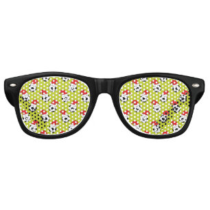 Christmas Soccer Ball With Santa Claus Hat Pattern Retro Sunglasses