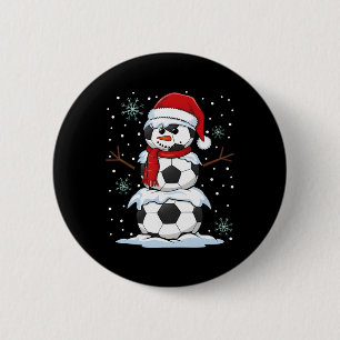 Christmas Soccer Byll Funny Snowman Xmas Pajamas M 6 Cm Round Badge
