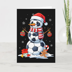 Christmas Soccer Bylls Funny Snowman Men Boys Kids Card