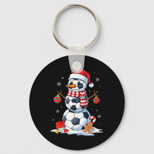 Christmas Soccer Bylls Funny Snowman Men Boys Kids Key Ring