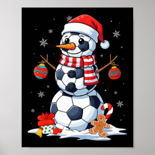 Christmas Soccer Bylls Funny Snowman Men Boys Kids Poster