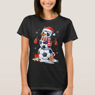 Christmas Soccer Bylls Funny Snowman Men Boys Kids T-Shirt