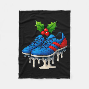 Christmas Soccer Cleats Ice Cream Drip Xmas Fleece Blanket