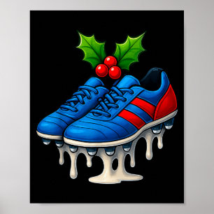 Christmas Soccer Cleats Ice Cream Drip Xmas Poster
