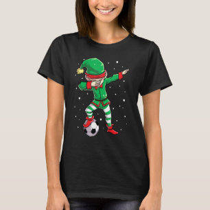Christmas Soccer Dabbing Elf Kids Boys Xmas Elves T-Shirt