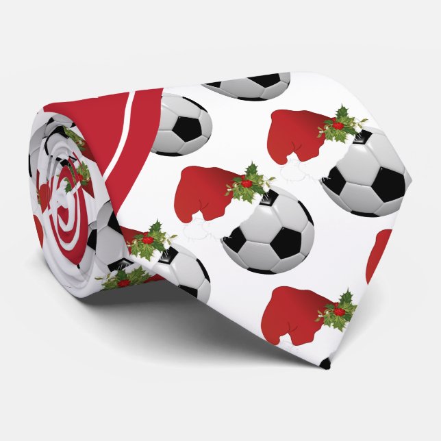 Christmas Soccer Design Tie (Rolled)
