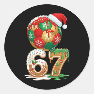 Christmas Soccer Drip Number 67 Boys Soccer 67  Classic Round Sticker