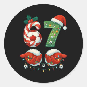 Christmas Soccer Drip Number 67 Boys Soccer Player Classic Round Sticker