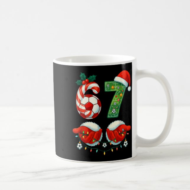 Christmas Soccer Drip Number 67 Boys Soccer Player Coffee Mug (Right)