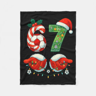 Christmas Soccer Drip Number 67 Boys Soccer Player Fleece Blanket