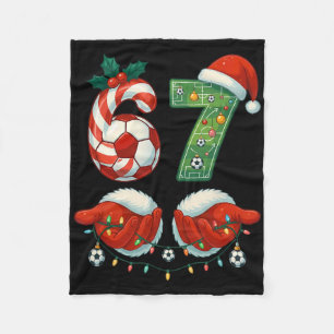Christmas Soccer Drip Number 67 Boys Soccer Player Fleece Blanket