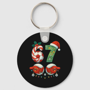 Christmas Soccer Drip Number 67 Boys Soccer Player Key Ring