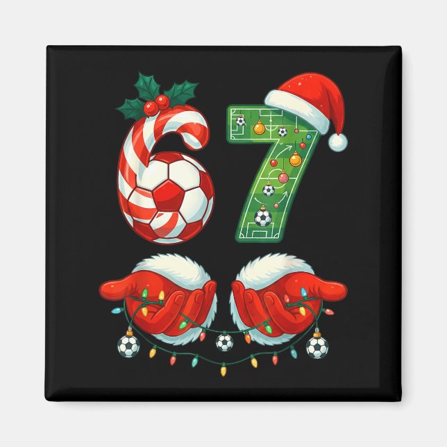Christmas Soccer Drip Number 67 Boys Soccer Player Magnet (Front)