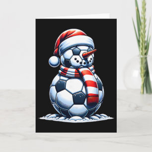 Christmas Soccer Fan Funny Snowman Santa Card