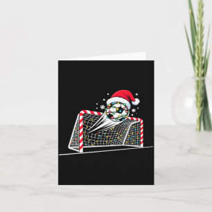 Christmas Soccer Goal Ball Lights Santa Xmas Kids Card