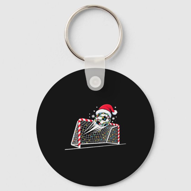 Christmas Soccer Goal Ball Lights Santa Xmas Kids  Key Ring (Front)