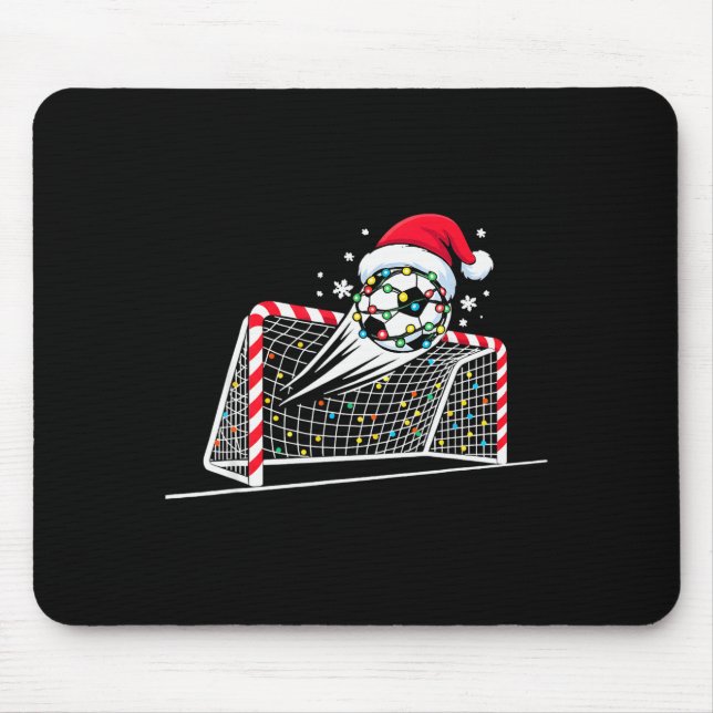 Christmas Soccer Goal Ball Lights Santa Xmas Kids  Mouse Pad (Front)