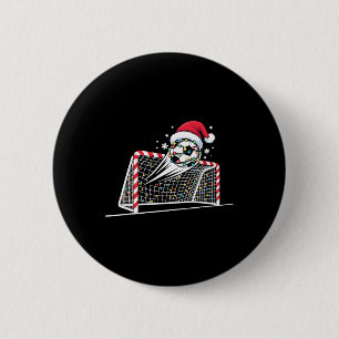 Christmas Soccer Goal Byll Lights Santa Xmas Kids 6 Cm Round Badge