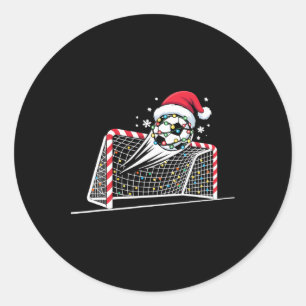 Christmas Soccer Goal Ll Lights Santa Xmas Kids Bo Classic Round Sticker