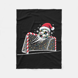 Christmas Soccer Goal Ll Lights Santa Xmas Kids Bo Fleece Blanket