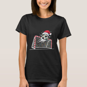 Christmas Soccer Goal Ll Lights Santa Xmas Kids Bo T-Shirt