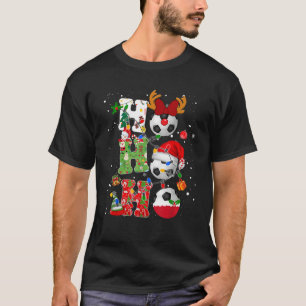 Christmas Soccer Ho Ho Ho Santa Reindeer Xmas Ligh T-Shirt